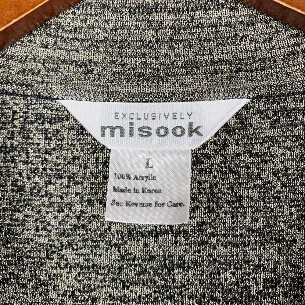 Exclusively Misook Cardigan Open Front Gold Black Metallic Long Sleeve Women's L - Picture 3 of 6